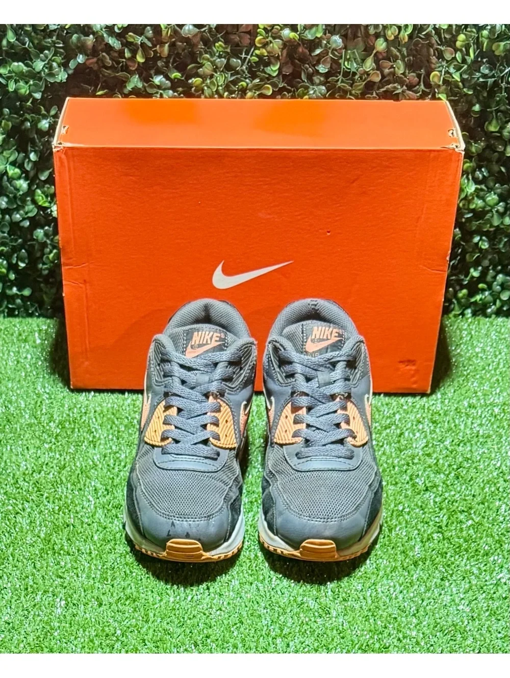 Nike Air Max 90 Black Grey Orange Women’s Size 9.5 Sneakers